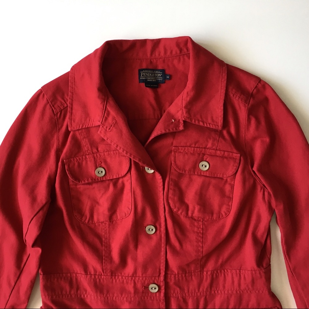 Vintage Pendleton Red Canvas Utility Button Jacket - image 2